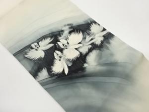 塩瀬手描き鷺草模様名古屋帯